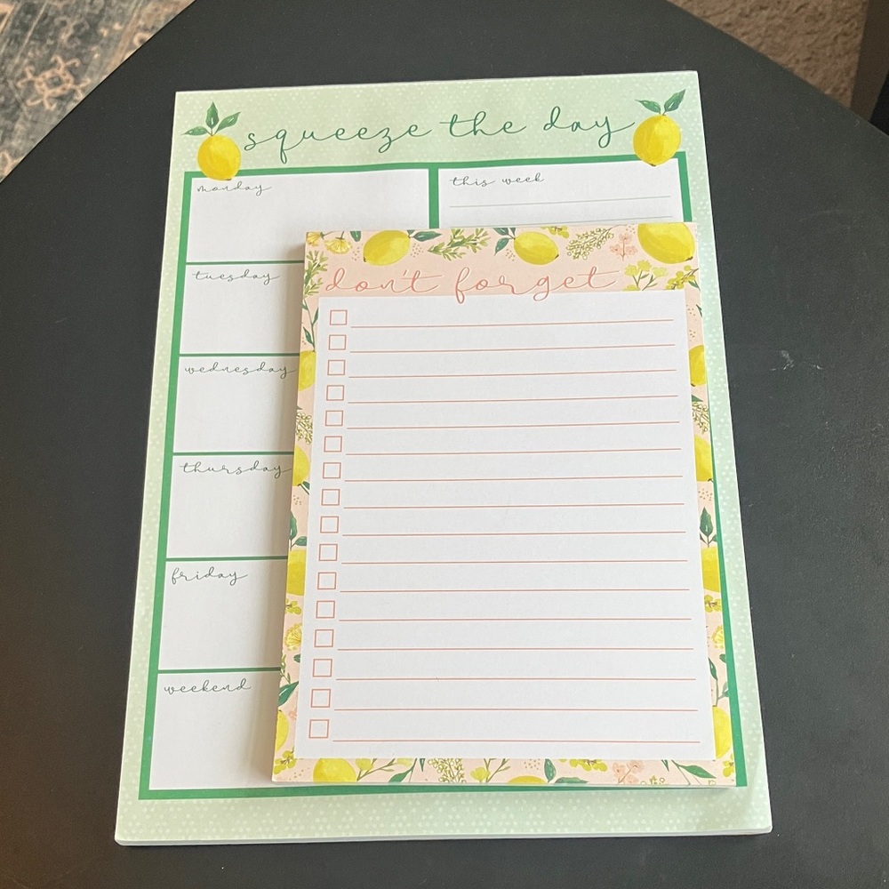 Lemon-Themed Checklist Notepad and weekly planner pad